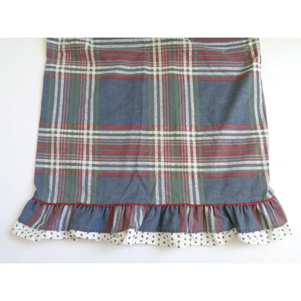 VTG Plaid Pillowcase Set Ruffled Springmaid Standard Size Blue Country Cottage